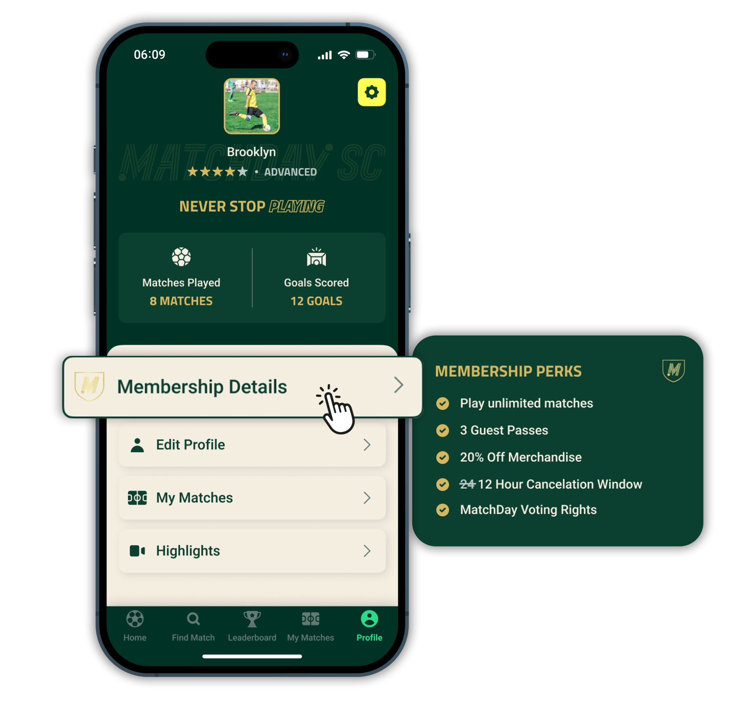 pickup soccer app membership details